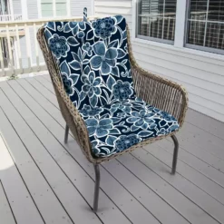 Jordan Manufacturing Outdoor Knife Edge Euro Style Chair Cushion-HALSEY NAVY RICHLOOM Custom Order Cushions