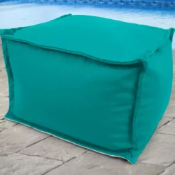 Jordan Manufacturing 20" Square Outdoor Bead Filled Pouf/Ottoman- Sunbrella CANVAS ARUBA GLEN RAVEN Custom Order Cushions