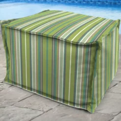 Jordan Manufacturing 20" Square Outdoor Bead Filled Pouf/Ottoman- Sunbrella FOSTER SURFSIDE RAVEN