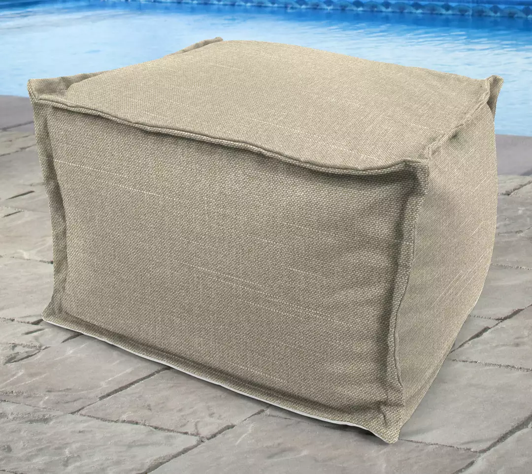 Jordan Manufacturing 20" Square Outdoor Bead Filled Pouf/Ottoman-TORY BISQUE RICHLOOM 2 Jordan Manufacturing 20" Square Outdoor Bead Filled Pouf/Ottoman-TORY BISQUE RICHLOOM