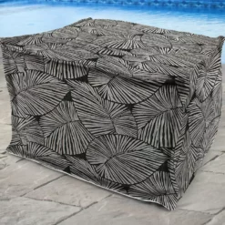 Jordan Manufacturing 20" Square Outdoor Bead Filled Pouf/Ottoman-TALIA NOIR RICHLOOM