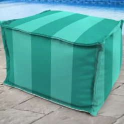 Jordan Manufacturing Custom Order Cushions 20" Square Outdoor Bead Filled Pouf/Ottoman-PREVIEW LAGOON