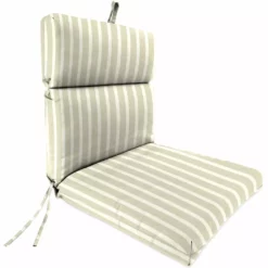 Jordan Manufacturing Outdoor French Edge Dining Chair Cushion- Sunbrella CAST MIST GLEN RAVEN