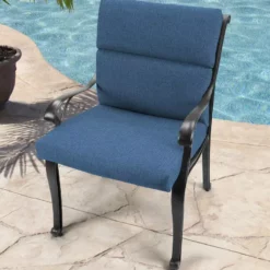 Jordan Manufacturing Outdoor French Edge Dining Chair Cushion-HUSK TEXTURE CAPRI RICHLOOM Custom Order Cushions