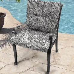 Jordan Manufacturing Outdoor French Edge Dining Chair Cushion-COPELAND NOIR RICHLOOM