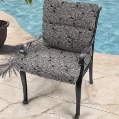 Jordan Manufacturing Custom Order Cushions Outdoor French Edge Dining Chair Cushion-TALIA NOIR RICHLOOM