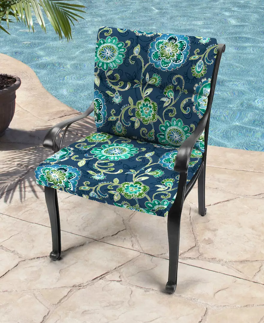 Jordan Manufacturing Outdoor French Edge Dining Chair Cushion-FANFARE CAPRI 2 Jordan Manufacturing Outdoor French Edge Dining Chair Cushion-FANFARE CAPRI