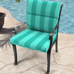 Jordan Manufacturing Outdoor French Edge Dining Chair Cushion-PREVIEW LAGOON Custom Order Cushions
