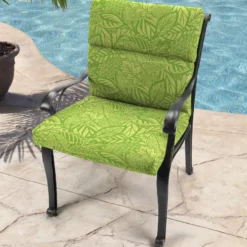 Jordan Manufacturing Outdoor French Edge Dining Chair Cushion-MAVEN LEAF RICHLOOM Custom Order Cushions