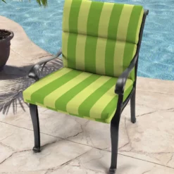Jordan Manufacturing Outdoor French Edge Dining Chair Cushion-PREVIEW LEAF RICHLOOM