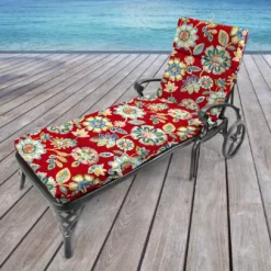 Jordan Manufacturing Outdoor French Edge Chaise Lounge Cushion-DAELYN CHERRY RICHLOOM Custom Order Cushions
