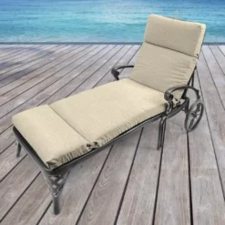 Jordan Manufacturing Outdoor French Edge Chaise Lounge Cushion-TORY BISQUE RICHLOOM