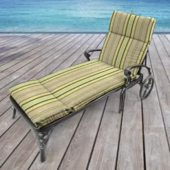 Jordan Manufacturing Outdoor French Edge Chaise Lounge Cushion-TERRACE SUNRISE RICHLOOM