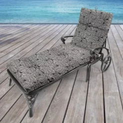 Jordan Manufacturing Outdoor French Edge Chaise Lounge Cushion-TALIA NOIR RICHLOOM