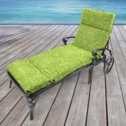 Jordan Manufacturing Outdoor French Edge Chaise Lounge Cushion-MAVEN LEAF RICHLOOM