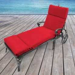 Jordan Manufacturing Outdoor French Edge Chaise Lounge Cushion- Sunbrella CANVAS JOCKEY ACR RED ACR GLEN RAVEN