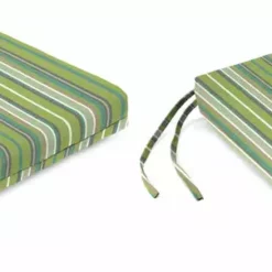Jordan Manufacturing Set Of 2 Outdoor French Edge Seat Cushions- Sunbrella FOSTER SURFSIDE RAVEN
