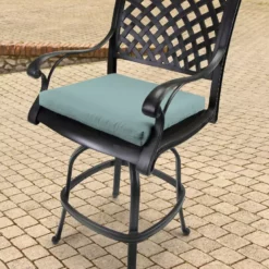 Jordan Manufacturing Set Of 2 Outdoor French Edge Seat Cushions- Sunbrella SHORE LINEN GLEN RAVEN Custom Order Cushions