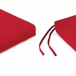 Jordan Manufacturing Set Of 2 Outdoor French Edge Seat Cushions- Sunbrella CANVAS JOCKEY ACR RED ACR GLEN RAVEN Custom Order Cushions