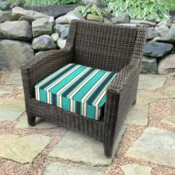 Jordan Manufacturing Outdoor Boxed Edge Deep Seat Cushion- Sunbrella TOKEN SURFSIDE GLEN RAVEN Custom Order Cushions