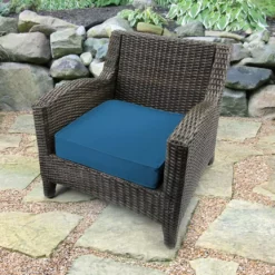 Jordan Manufacturing Custom Order Cushions Outdoor Boxed Edge Deep Seat Cushion- Sunbrella CAVAS REGATTA GLEN RAVEN