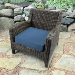 Jordan Manufacturing Outdoor Boxed Edge Deep Seat Cushion-HUSK TEXTURE CAPRI RICHLOOM Custom Order Cushions