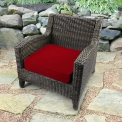 Jordan Manufacturing Outdoor Boxed Edge Deep Seat Cushion-MCHUSK BERRY RICHLOOM Custom Order Cushions