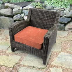 Jordan Manufacturing Outdoor Boxed Edge Deep Seat Cushion-TORY SUNSET RICHLOOM Custom Order Cushions