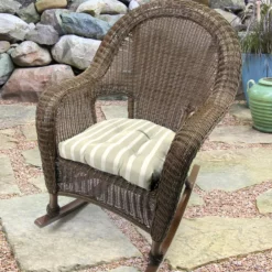 Jordan Manufacturing Custom Order Cushions Set Of 2 Outdoor 18" Wicker Chair Cushions-Sunbrella CAST MIST GLEN RAVEN