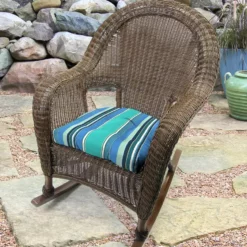 Jordan Manufacturing Custom Order Cushions Set Of 2 Outdoor 18" Wicker Chair Cushions-Sunbrella DOLCE STR OASIS ACR GLEN RAVEN