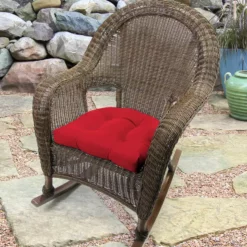 Jordan Manufacturing Set Of 2 Outdoor 18" Wicker Chair Cushions-Sunbrella CANVAS JOCKEY ACR RED ACR GLEN RAVEN