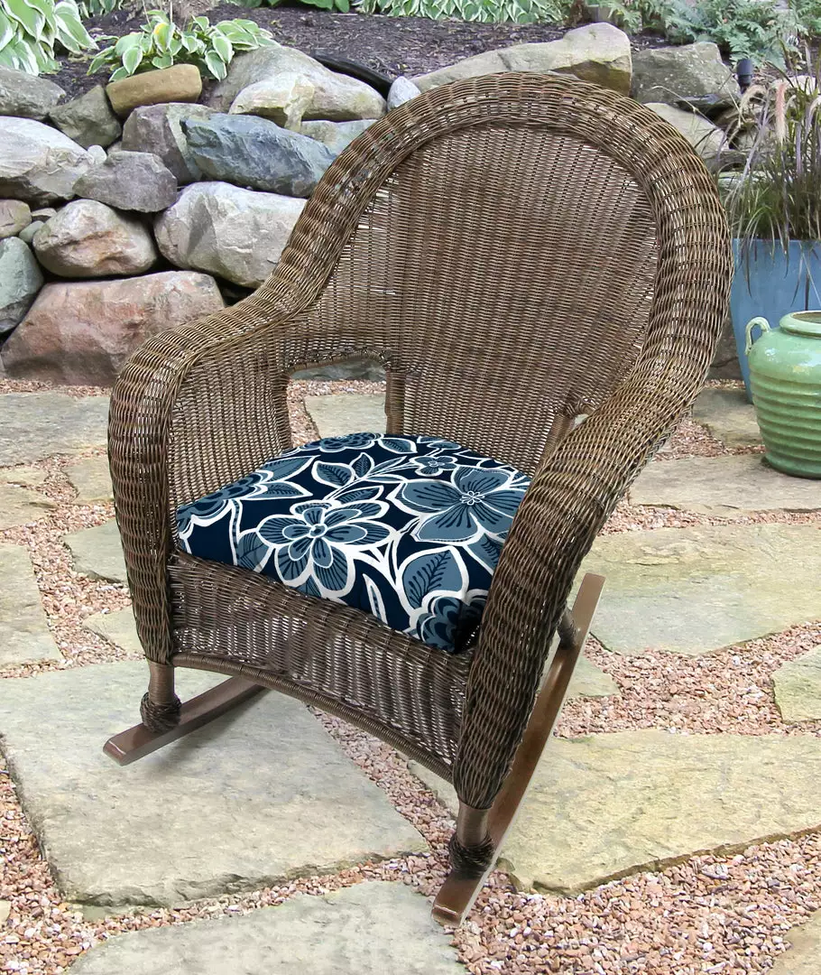 Jordan Manufacturing Set Of 2 Outdoor 18" Wicker Chair Cushions-HALSEY NAVY RICHLOOM 2 Jordan Manufacturing Set Of 2 Outdoor 18" Wicker Chair Cushions-HALSEY NAVY RICHLOOM