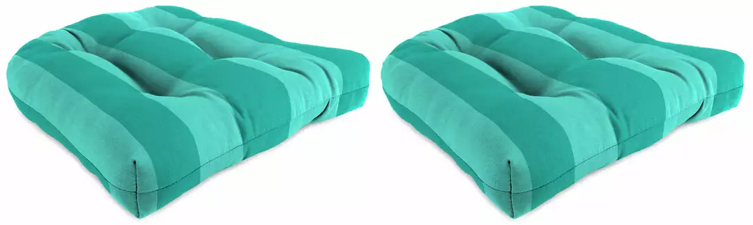 Jordan Manufacturing Set Of 2 Outdoor 18" Wicker Chair Cushions-PREVIEW LAGOON 1 Jordan Manufacturing Set Of 2 Outdoor 18" Wicker Chair Cushions-PREVIEW LAGOON