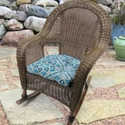 Jordan Manufacturing Set Of 2 Outdoor 18" Wicker Chair Cushions-MEDLO BAY RICHLOOM