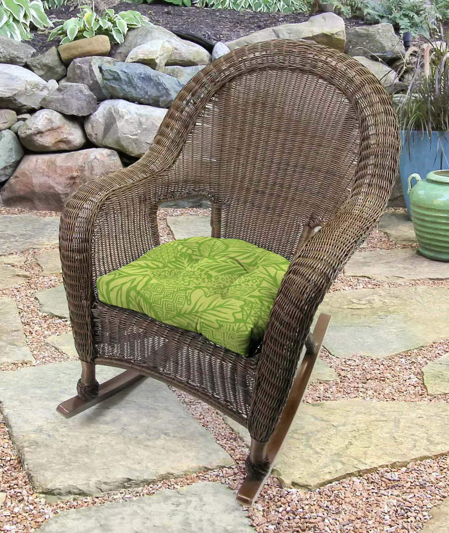 Jordan Manufacturing Custom Order Cushions Set Of 2 Outdoor 18" Wicker Chair Cushions-MAVEN LEAF RICHLOOM 2 Jordan Manufacturing Custom Order Cushions Set Of 2 Outdoor 18" Wicker Chair Cushions-MAVEN LEAF RICHLOOM