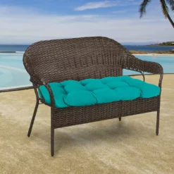 Jordan Manufacturing Custom Order Cushions Outdoor 44" Wicker Loveseat Cushion-Sunbrella CANVAS ARUBA GLEN RAVEN