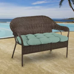 Jordan Manufacturing Custom Order Cushions Outdoor 44" Wicker Loveseat Cushion-Sunbrella CANVAS SPA ACR GLEN RAVEN