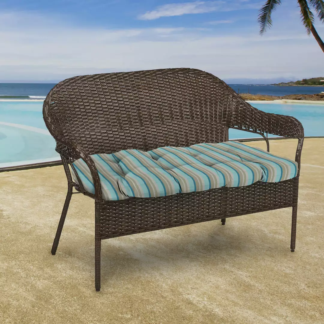 Jordan Manufacturing Outdoor 44" Wicker Loveseat Cushion-Sunbrella GETAWAY MIST GLEN RAVEN 2 Jordan Manufacturing Outdoor 44" Wicker Loveseat Cushion-Sunbrella GETAWAY MIST GLEN RAVEN