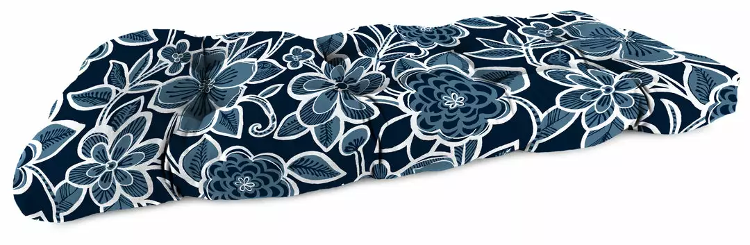 Jordan Manufacturing Outdoor 44" Wicker Loveseat Cushion-HALSEY NAVY RICHLOOM Custom Order Cushions 1 Jordan Manufacturing Outdoor 44" Wicker Loveseat Cushion-HALSEY NAVY RICHLOOM Custom Order Cushions