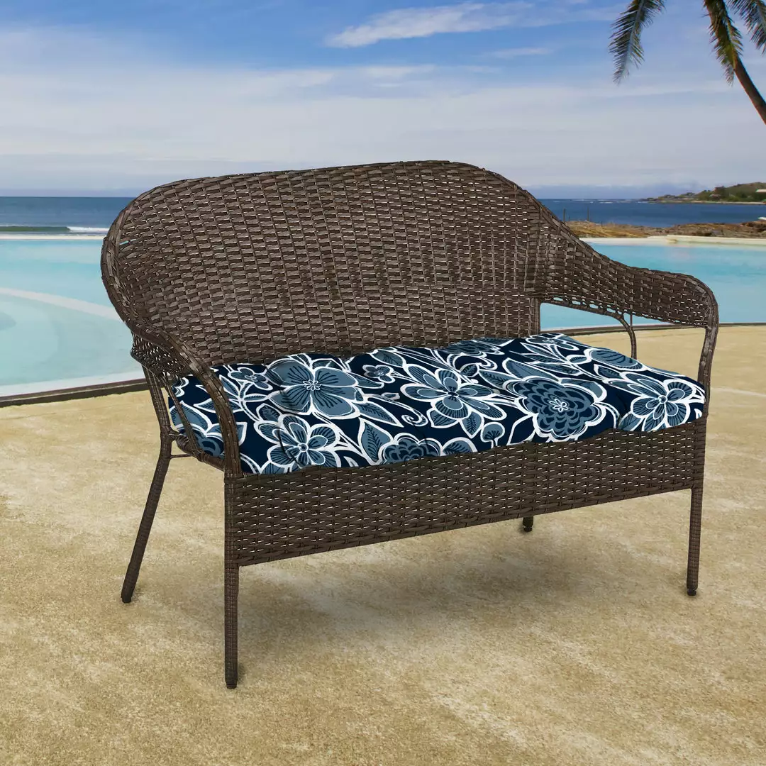 Jordan Manufacturing Outdoor 44" Wicker Loveseat Cushion-HALSEY NAVY RICHLOOM Custom Order Cushions 2 Jordan Manufacturing Outdoor 44" Wicker Loveseat Cushion-HALSEY NAVY RICHLOOM Custom Order Cushions
