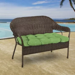 Jordan Manufacturing Custom Order Cushions Outdoor 44" Wicker Loveseat Cushion-TORY PALM RICHLOOM