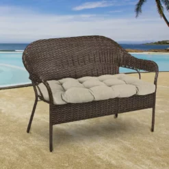 Jordan Manufacturing Outdoor 44" Wicker Loveseat Cushion-TORY BISQUE RICHLOOM Custom Order Cushions