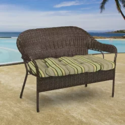 Jordan Manufacturing Outdoor 44" Wicker Loveseat Cushion-TERRACE SUNRISE RICHLOOM
