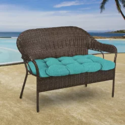 Jordan Manufacturing Outdoor 44" Wicker Loveseat Cushion-TORY CARIBE RICHLOOM Custom Order Cushions
