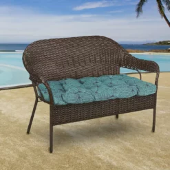 Jordan Manufacturing Custom Order Cushions Outdoor 44" Wicker Loveseat Cushion-TALIA CARIBE RICHLOOM