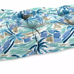 Jordan Manufacturing Custom Order Cushions Outdoor 44" Wicker Loveseat Cushion-BALLYFIN BAY BLUE RICHLOOM