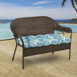 Jordan Manufacturing Custom Order Cushions Outdoor 44" Wicker Loveseat Cushion-BALLYFIN BAY BLUE RICHLOOM