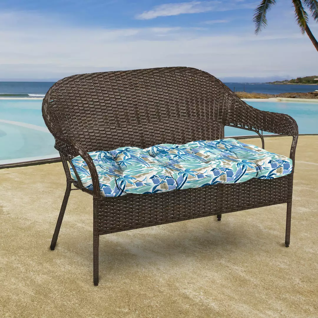 Jordan Manufacturing Custom Order Cushions Outdoor 44" Wicker Loveseat Cushion-BALLYFIN BAY BLUE RICHLOOM 2 Jordan Manufacturing Custom Order Cushions Outdoor 44" Wicker Loveseat Cushion-BALLYFIN BAY BLUE RICHLOOM
