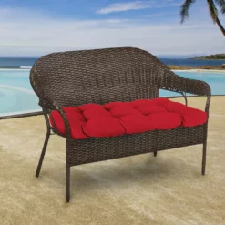 Jordan Manufacturing Outdoor 44" Wicker Loveseat Cushion-Sunbrella CANVAS JOCKEY ACR RED ACR GLEN RAVEN