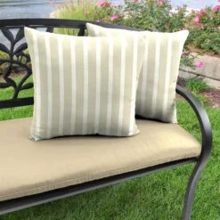 Jordan Manufacturing Outdoor 18" Accessory Throw Pillows, Set Of 2- Sunbrella CAST MIST GLEN RAVEN